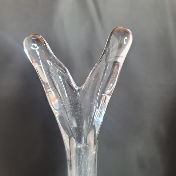 Crystal 12"  clear glass swung vase with Silver Stamped base 1960's V top taper - Picture 8 of 8